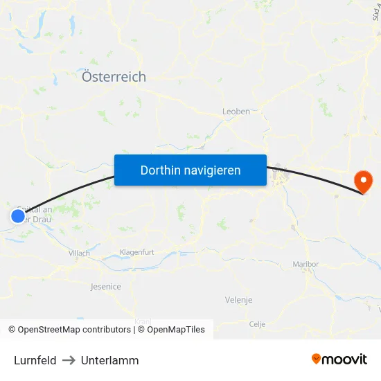 Lurnfeld to Unterlamm map