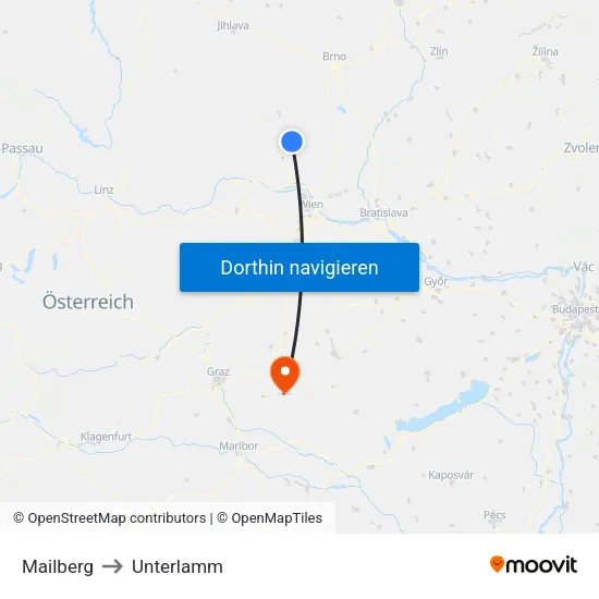 Mailberg to Unterlamm map