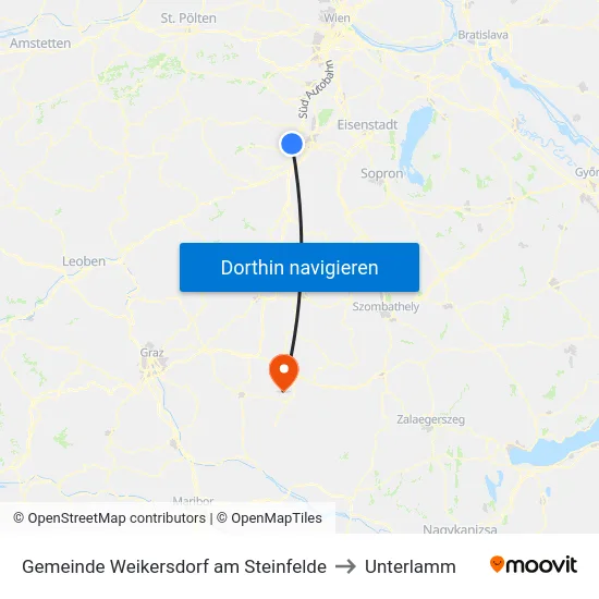Gemeinde Weikersdorf am Steinfelde to Unterlamm map