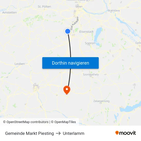 Gemeinde Markt Piesting to Unterlamm map