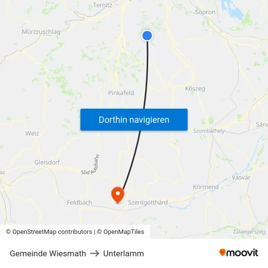 Gemeinde Wiesmath to Unterlamm map