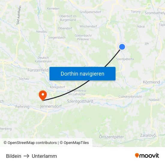 Bildein to Unterlamm map