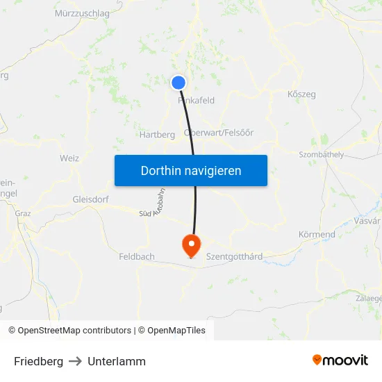 Friedberg to Unterlamm map