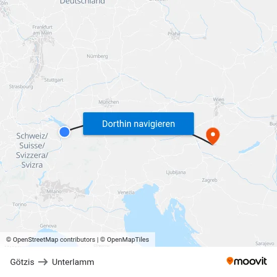 Götzis to Unterlamm map