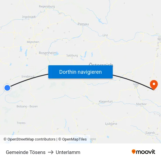 Gemeinde Tösens to Unterlamm map