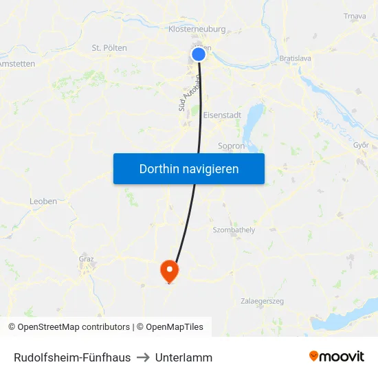 Rudolfsheim-Fünfhaus to Unterlamm map