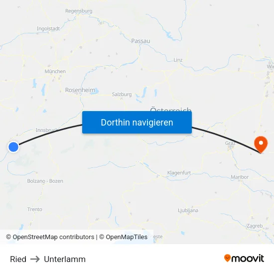 Ried to Unterlamm map