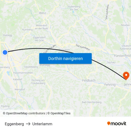 Eggenberg to Unterlamm map