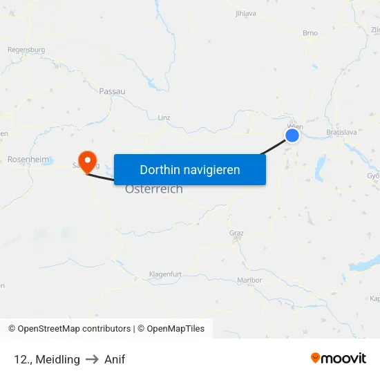 12., Meidling to Anif map