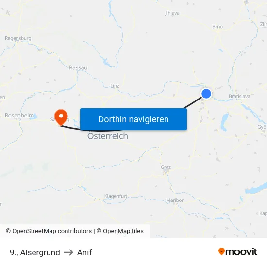 9., Alsergrund to Anif map