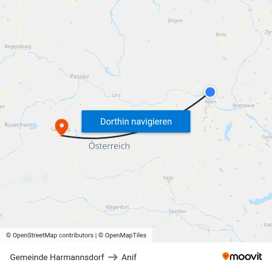 Gemeinde Harmannsdorf to Anif map
