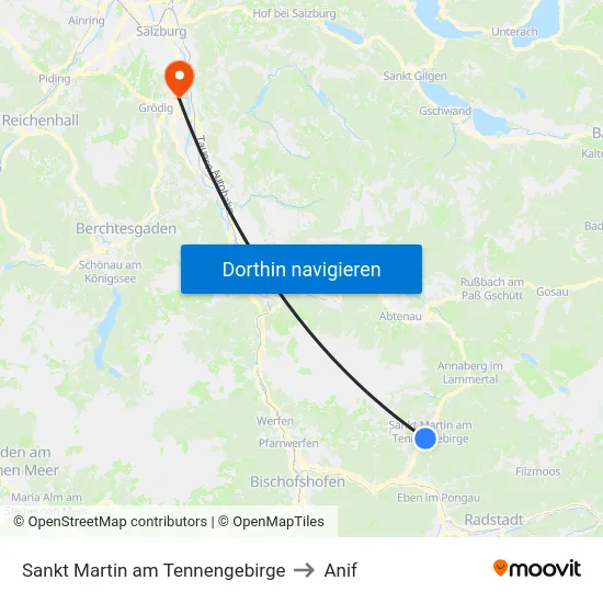 Sankt Martin am Tennengebirge to Anif map