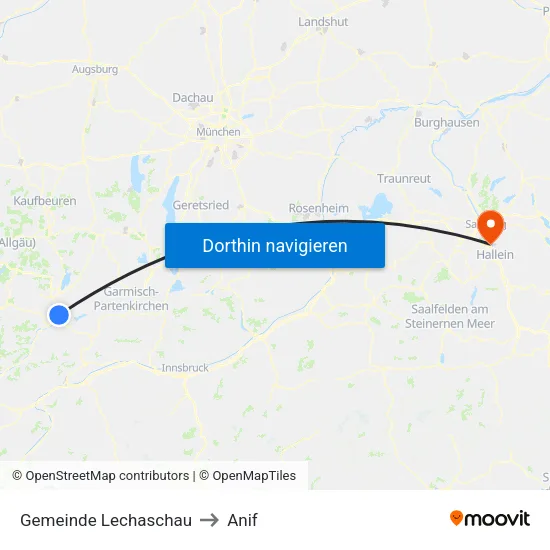 Gemeinde Lechaschau to Anif map
