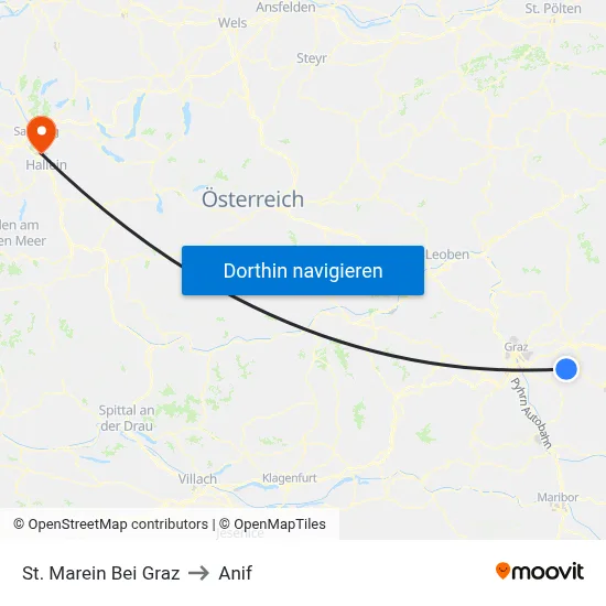 St. Marein Bei Graz to Anif map