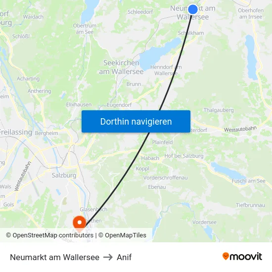 Neumarkt am Wallersee to Anif map