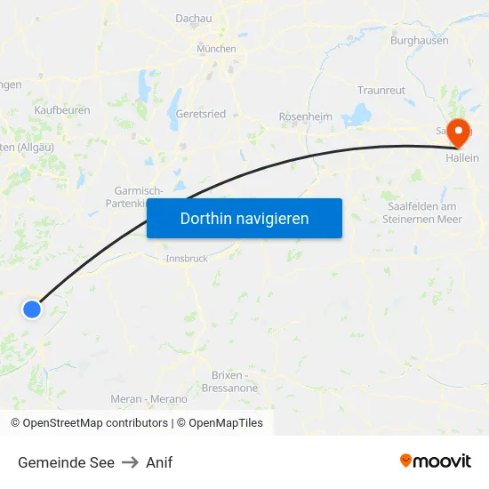 Gemeinde See to Anif map