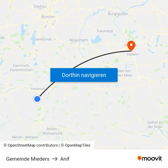 Gemeinde Mieders to Anif map