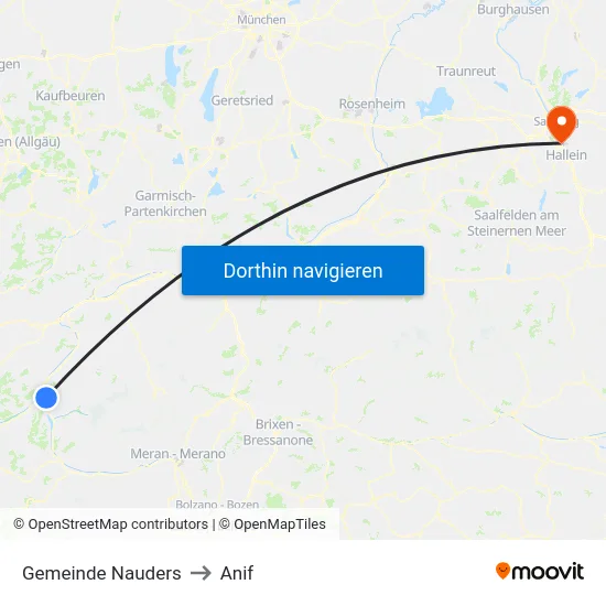 Gemeinde Nauders to Anif map