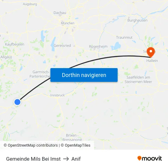 Gemeinde Mils Bei Imst to Anif map