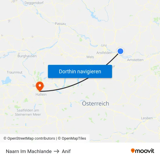 Naarn Im Machlande to Anif map