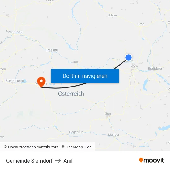 Gemeinde Sierndorf to Anif map