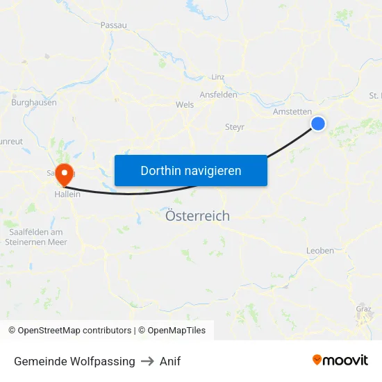 Gemeinde Wolfpassing to Anif map