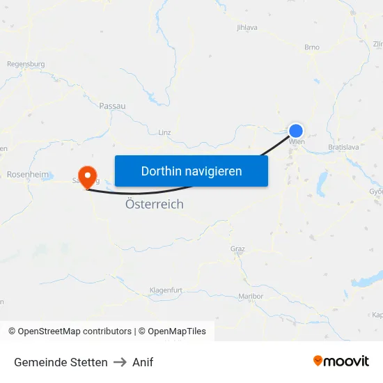 Gemeinde Stetten to Anif map