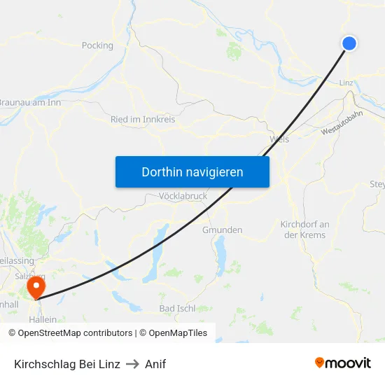 Kirchschlag Bei Linz to Anif map