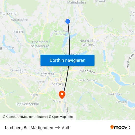 Kirchberg Bei Mattighofen to Anif map
