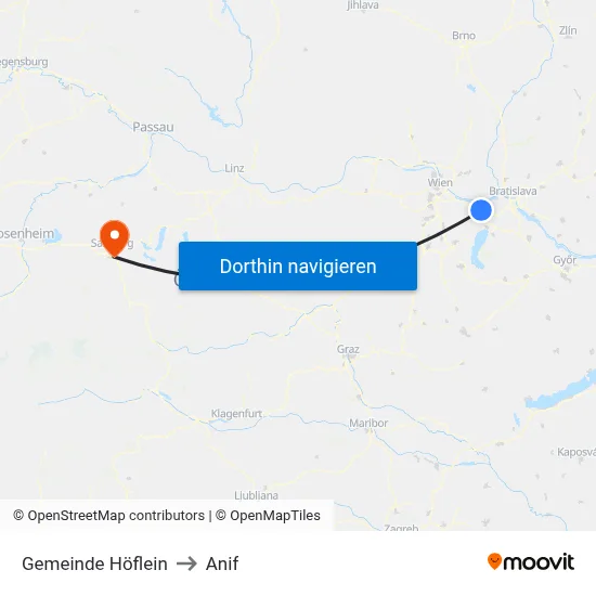 Gemeinde Höflein to Anif map