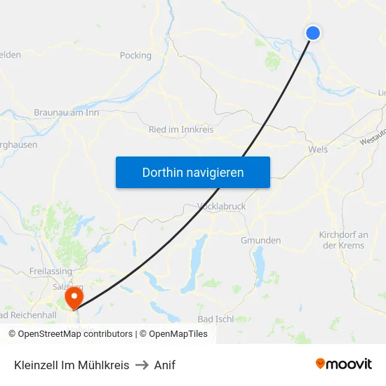 Kleinzell Im Mühlkreis to Anif map