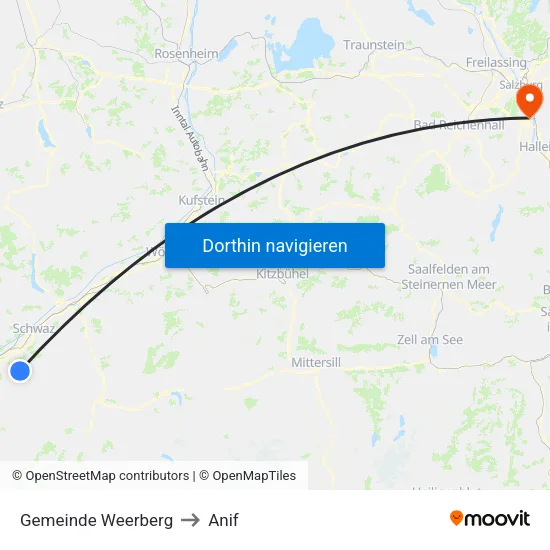 Gemeinde Weerberg to Anif map