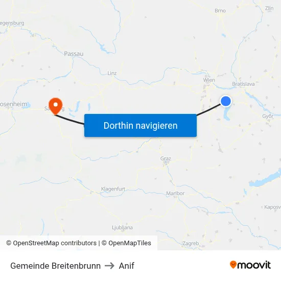 Gemeinde Breitenbrunn to Anif map