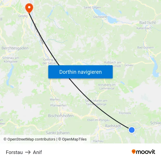 Forstau to Anif map