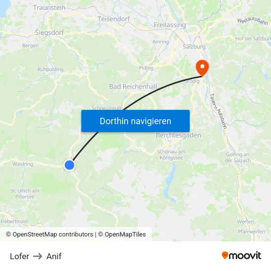 Lofer to Anif map
