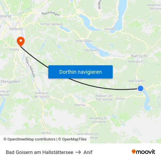 Bad Goisern am Hallstättersee to Anif map