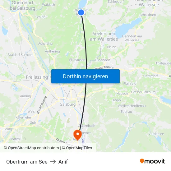 Obertrum am See to Anif map