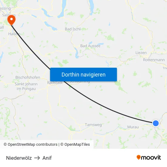 Niederwölz to Anif map
