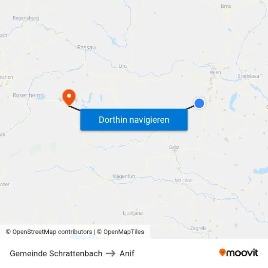 Gemeinde Schrattenbach to Anif map