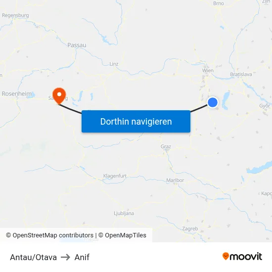 Antau/Otava to Anif map