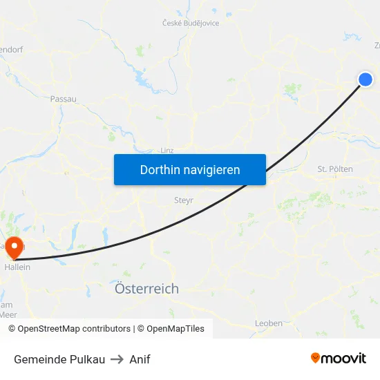 Gemeinde Pulkau to Anif map
