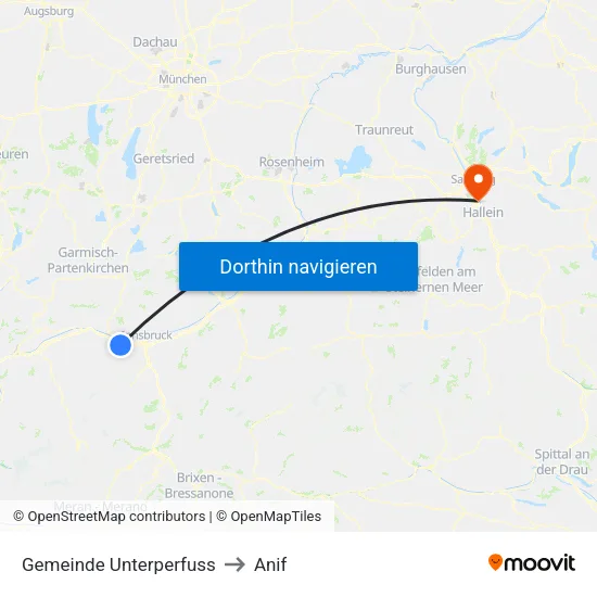 Gemeinde Unterperfuss to Anif map