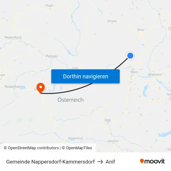 Gemeinde Nappersdorf-Kammersdorf to Anif map