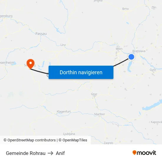 Gemeinde Rohrau to Anif map