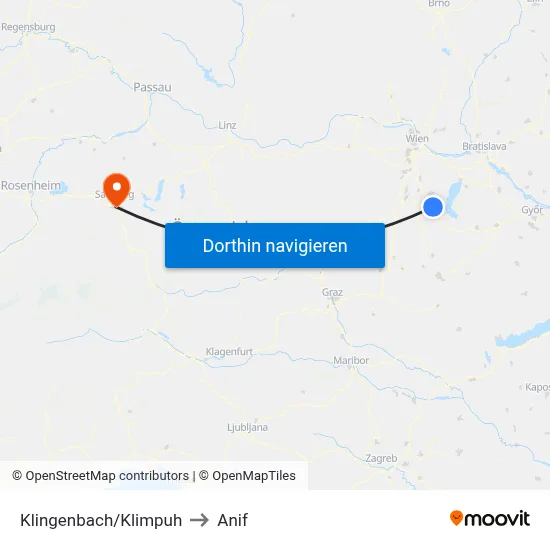 Klingenbach/Klimpuh to Anif map