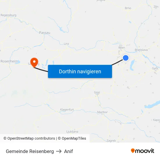 Gemeinde Reisenberg to Anif map