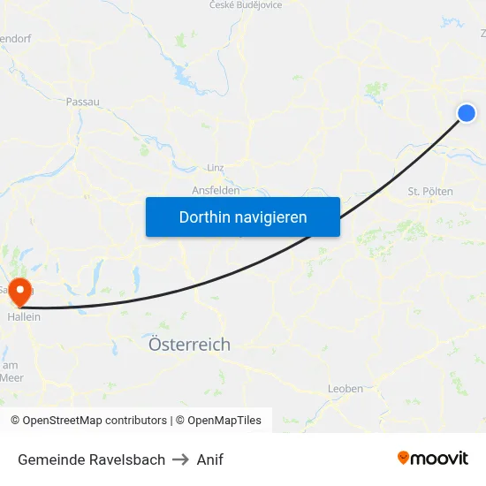 Gemeinde Ravelsbach to Anif map