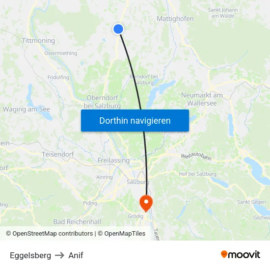 Eggelsberg to Anif map