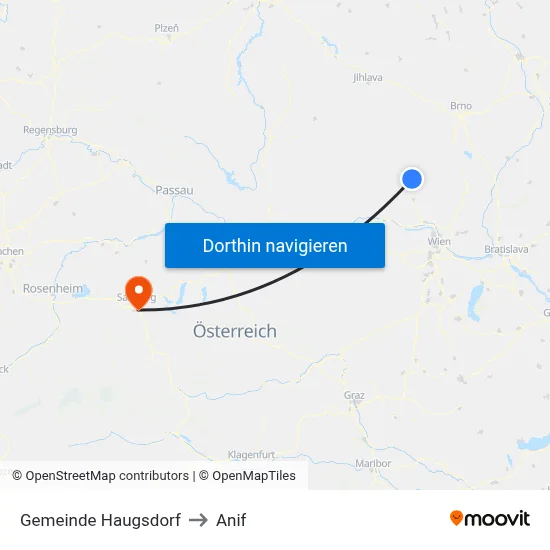 Gemeinde Haugsdorf to Anif map