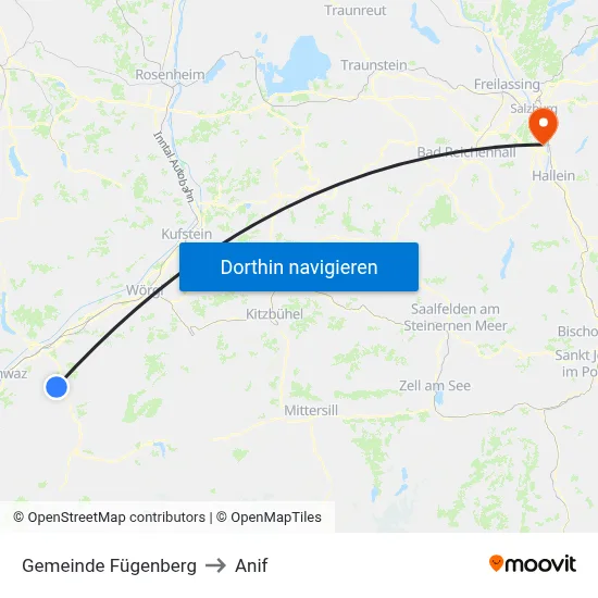 Gemeinde Fügenberg to Anif map